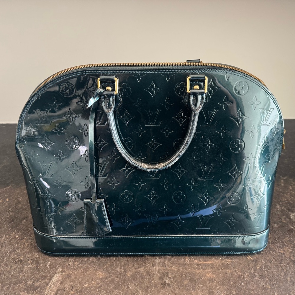 Louis Vuitton Blue Nuit Monogram Vernis Alma GM Bag